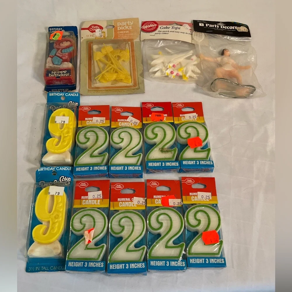 Vintage New Wilton Stork Carrying Baby Shower Decoration Cake Spaceman Lot Of 14